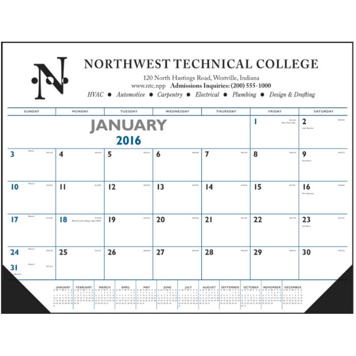 Traditional Desk Pad Calendars w/Vinyl Corners