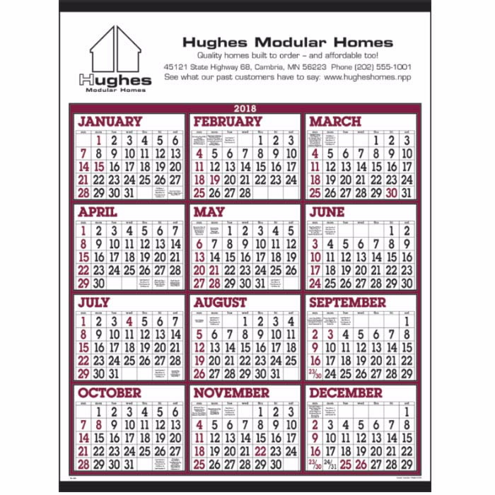 Big Numbers SpanaYear Wall CalendarC6202