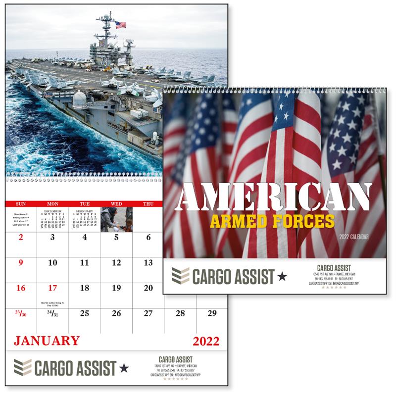 13 Month Wall Calendar American Armed Forces