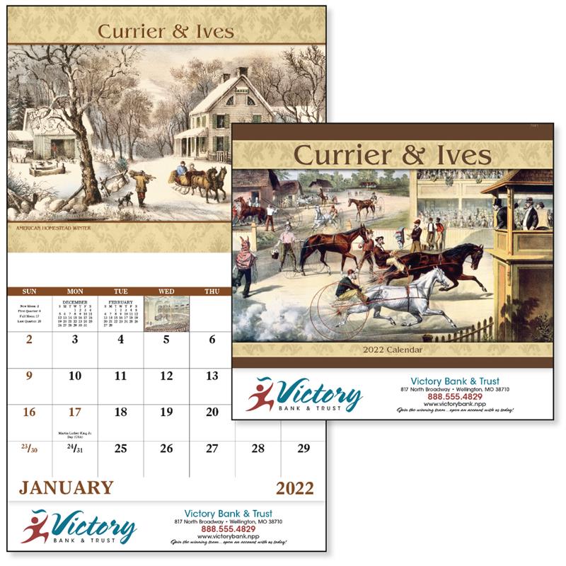 13 Month Wall Calendar Currier and Ives C741