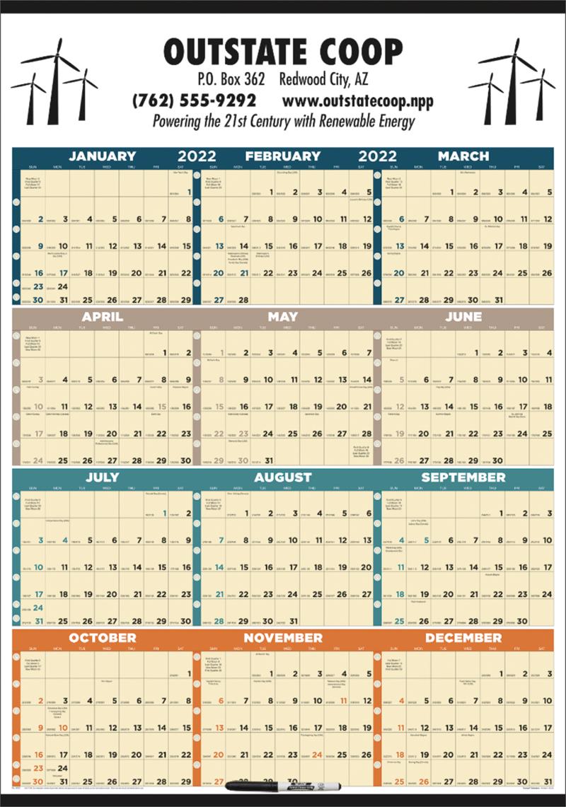 Span a Year Laminated Wall Calendar is erasable