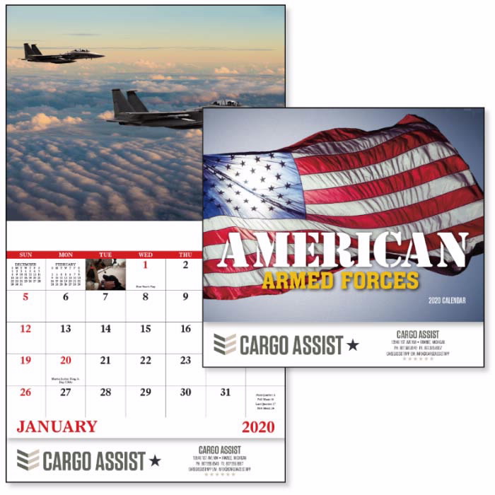13 Month Wall Calendar American Armed Forces