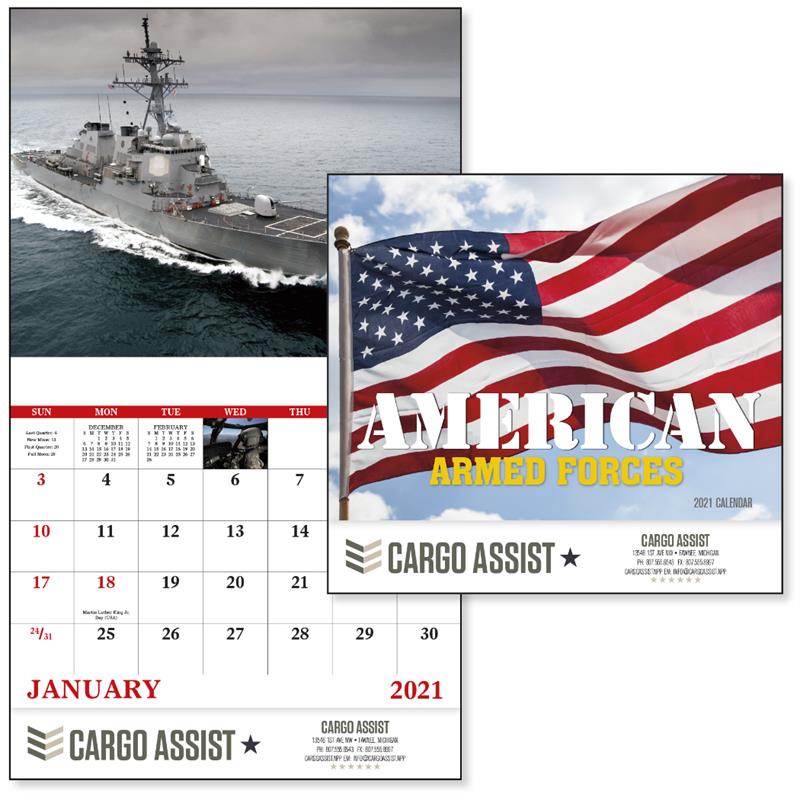 13 Month Wall Calendar American Armed Forces