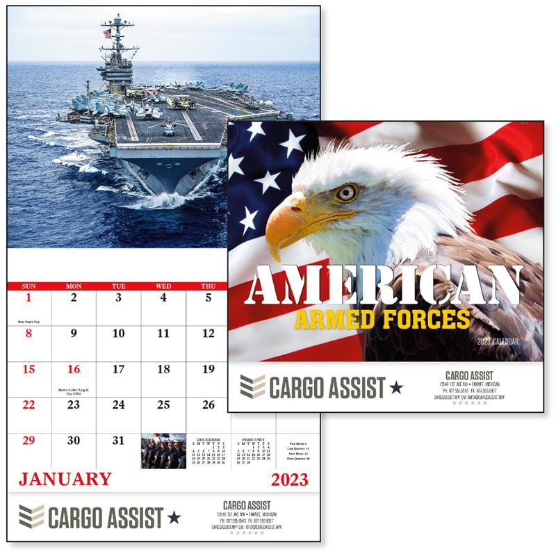 13 Month Wall Calendar American Armed Forces