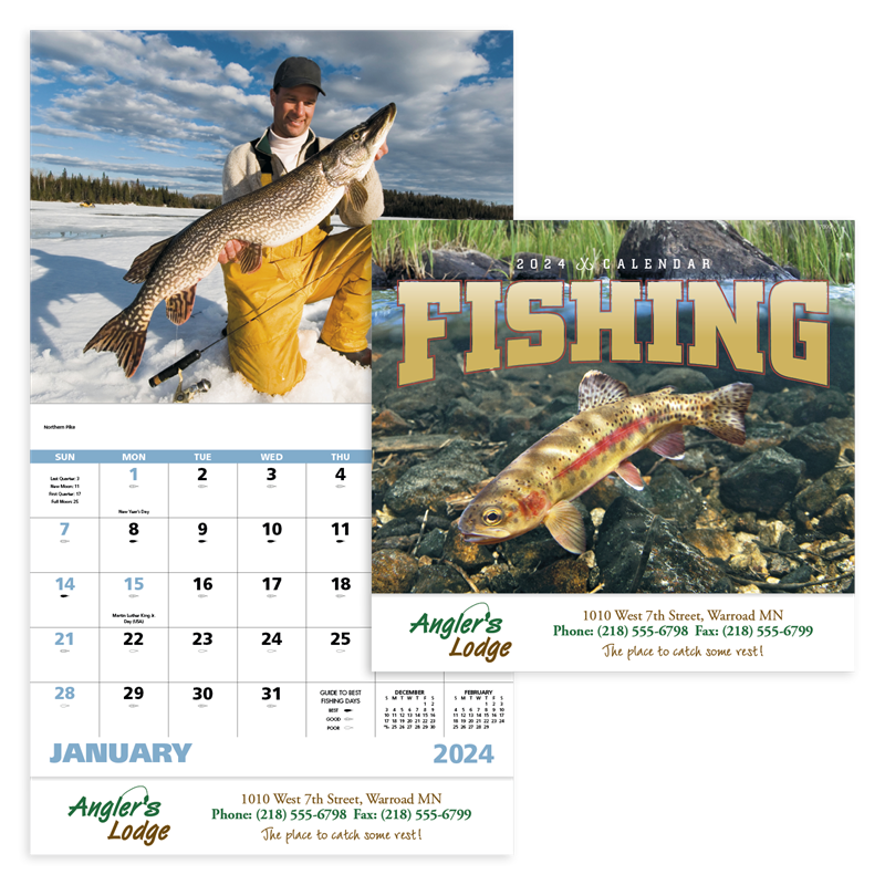 13 Month Fishing Wall Calendar-C7299